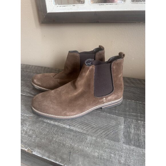 mens Floyd Brown suede Chelsea slip-on ankle boots Size 10 - Picture 1 of 5